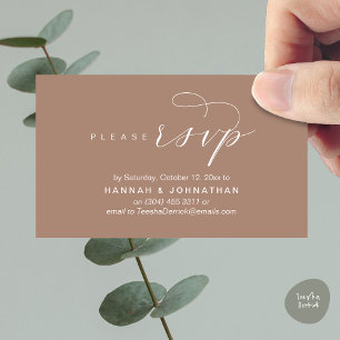 Carte D'accompagnement Mariage RSVP par téléphone ou par courriel réponse