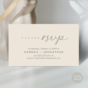 Carte D'accompagnement Mariage RSVP par téléphone ou par courriel réponse