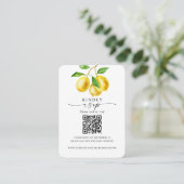 Carte D'accompagnement Mariage RSVP QR Code Citron Citrus (Debout devant)