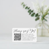 Carte D'accompagnement Mariage RSVP QR Code et script photo S'il vous pla (Debout devant)