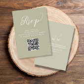 Carte D'accompagnement Mariage RSVP QR Code Script Sage Vert