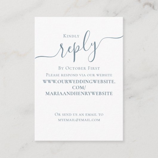 Carte D'accompagnement Mariage RSVP QR Code Simple Dusty Blue (Devant)