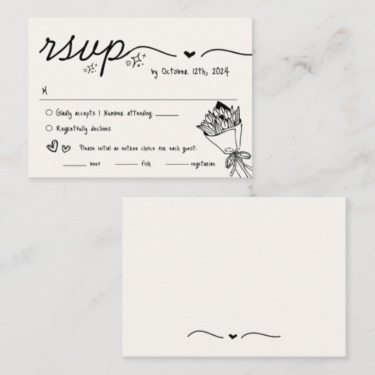 Carte D'accompagnement Mariage RSVP Quirky RSVP (Devant / Derrière)