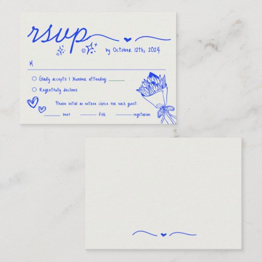Carte D'accompagnement Mariage RSVP Quirky RSVP dessiné à la main (Devant / Derrière)
