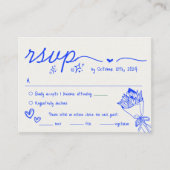 Carte D'accompagnement Mariage RSVP Quirky RSVP dessiné à la main (Devant)