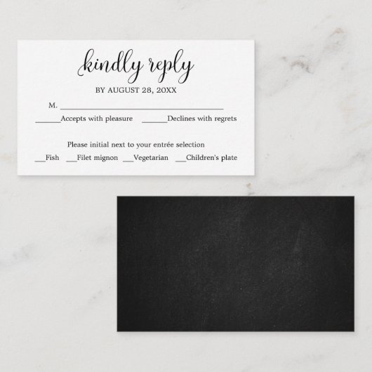 Carte D'accompagnement Mariage RSVP Rustic Chalkboard Mariage (Devant / Derrière)