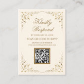 Carte D'accompagnement Mariage RSVP Rustique Frame Frame Gold QR Code RSV (Devant)