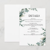 Carte D'accompagnement Mariage Rustique avec Verdure d'Eucalyptus (Devant / Derrière)