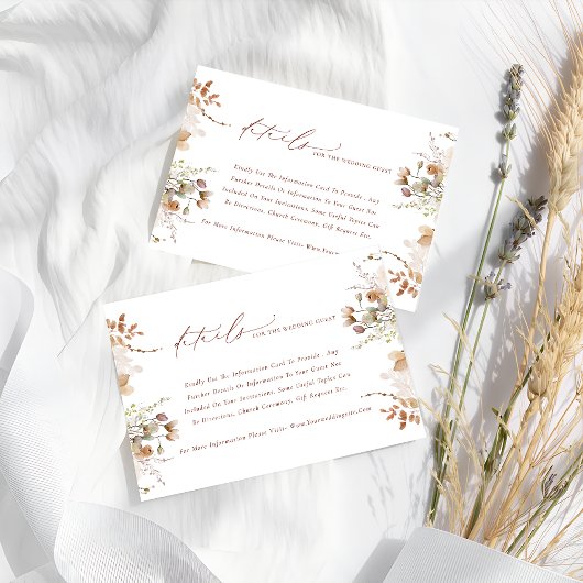 Carte D'accompagnement Mariage Rustique Boho Garden Flowers