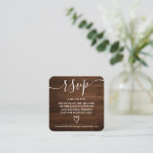 Carte D'accompagnement mariage rustique bois rsvp code Qr (Debout devant)