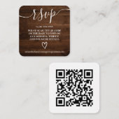 Carte D'accompagnement mariage rustique bois rsvp code Qr (Devant / Derrière)