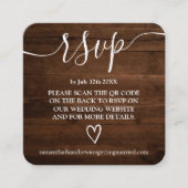Carte D'accompagnement mariage rustique bois rsvp code Qr (Devant)
