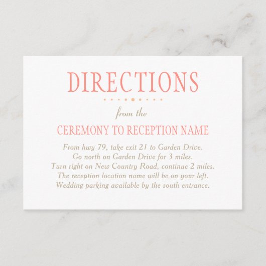 Carte D'accompagnement Mariage Rustique Coral rose (Devant)