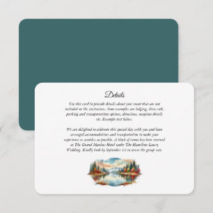 Carte D'accompagnement Mariage rustique d'automne au bord du lac en forêt