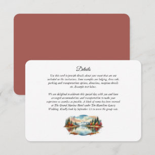 Carte D'accompagnement Mariage rustique d'automne au bord d'un lac en for