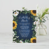 Carte D'accompagnement Mariage rustique de Tournesol bleu marine (Debout devant)