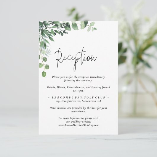 Carte D'accompagnement Mariage rustique Eucalyptus (Debout devant)