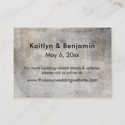 Carte D'accompagnement Mariage Rustique Grunge Hébergements Insertion Car (Dos)