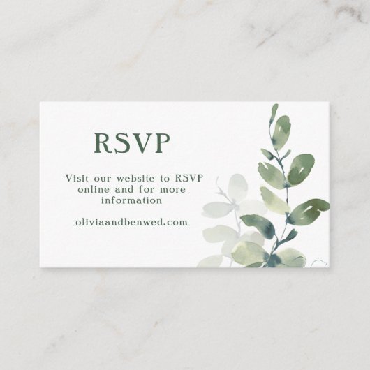 Carte D'accompagnement Mariage rustique Mariage Eucalyptus Botanique RSVP (Devant)