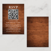 Carte D'accompagnement Mariage rustique QR en bois RSVP (Devant / Derrière)