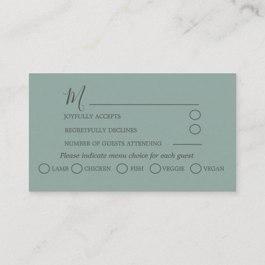 Carte D'accompagnement Mariage rustique RSVP Sage Green Eucalyptus (Dos)
