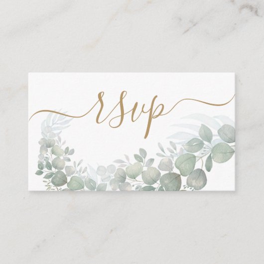 Carte D'accompagnement Mariage rustique RSVP Sage Green Eucalyptus (Devant)