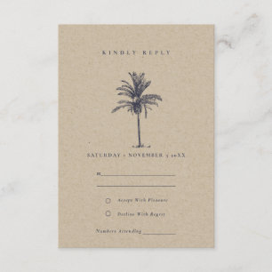 Carte D'accompagnement Mariage rustique Tropical Palm Tree Marine Kraft R