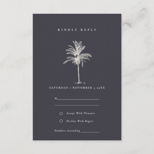 Carte D'accompagnement Mariage rustique Tropical Palm Tree Marine Kraft R (Devant)