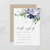 Carte D'accompagnement Mariage rustique violet violet floral feuillu RSVP (Devant / Derrière)