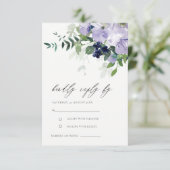 Carte D'accompagnement Mariage rustique violet violet floral feuillu RSVP (Debout devant)