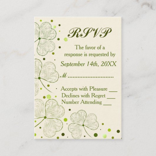 Carte D'accompagnement Mariage shamrock Pois RSVP (Devant)