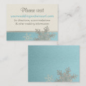 Carte D'accompagnement Mariage Silver Blue Snowflake Site Web Insérer une (Devant / Derrière)