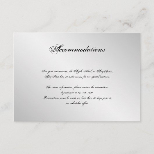 Carte D'accompagnement Mariage Silver Elegance (Devant)