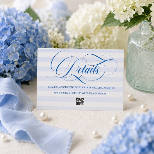 Carte D'accompagnement Mariage simple à rayures bleues