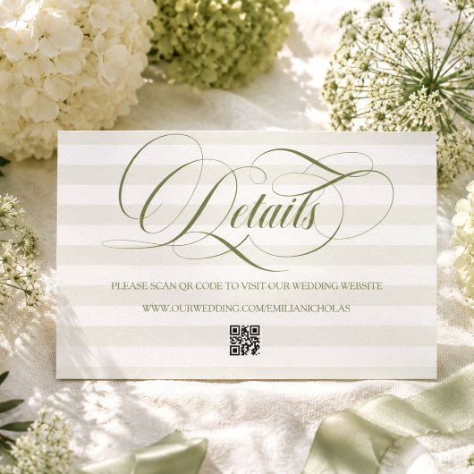Carte D'accompagnement Mariage simple à rayures vertes
