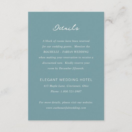 Carte D'accompagnement Mariage simple bleu muté élégant (Devant)