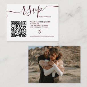 Carte D'accompagnement Mariage simple burugné rsvp Qr code photo