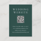 Carte D'accompagnement Mariage simple code QR vert émeraude classique (Devant)