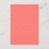 Carte D'accompagnement Mariage Simple Corail Vibrant Moderne Gras (Dos)