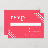 Carte D'accompagnement Mariage simple de corail brillant moderne RSVP (Devant / Derrière)