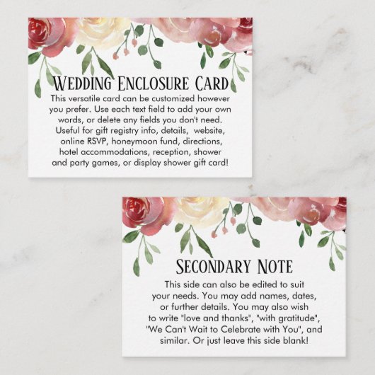 Carte D'accompagnement Mariage simple do-it-yourself personnalisé Blush R (Devant / Derrière)