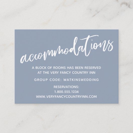 Carte D'accompagnement Mariage simple Dusty Blue (Devant)