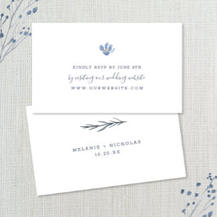 Carte D'accompagnement Mariage simple Dusty Blue Flower RSVP en ligne