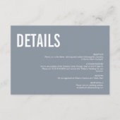 Carte D'accompagnement Mariage simple Dusty Blue Typography Détails (Devant)