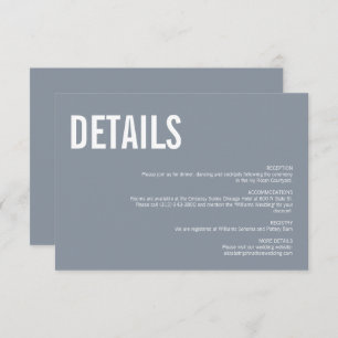 Carte D'accompagnement Mariage simple Dusty Blue Typography Détails