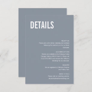 Carte D'accompagnement Mariage simple Dusty Blue Typography Détails