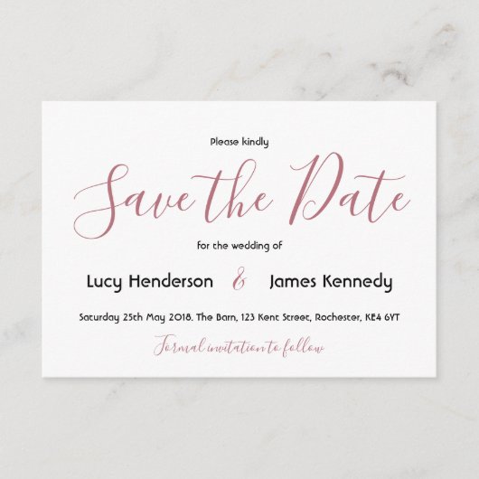 Carte D'accompagnement Mariage simple et élégant Enregistrer la date (Devant)