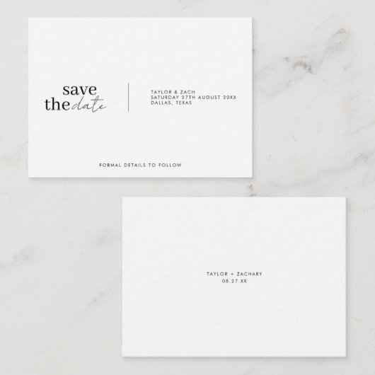 Carte D'accompagnement Mariage simple et élégant enregistrer la date (Devant / Derrière)