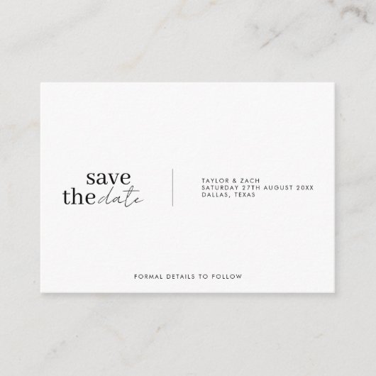 Carte D'accompagnement Mariage simple et élégant enregistrer la date (Devant)