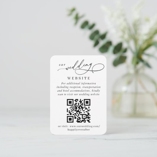 Carte D'accompagnement Mariage simple et élégant QR Code Détails simples (Debout devant)